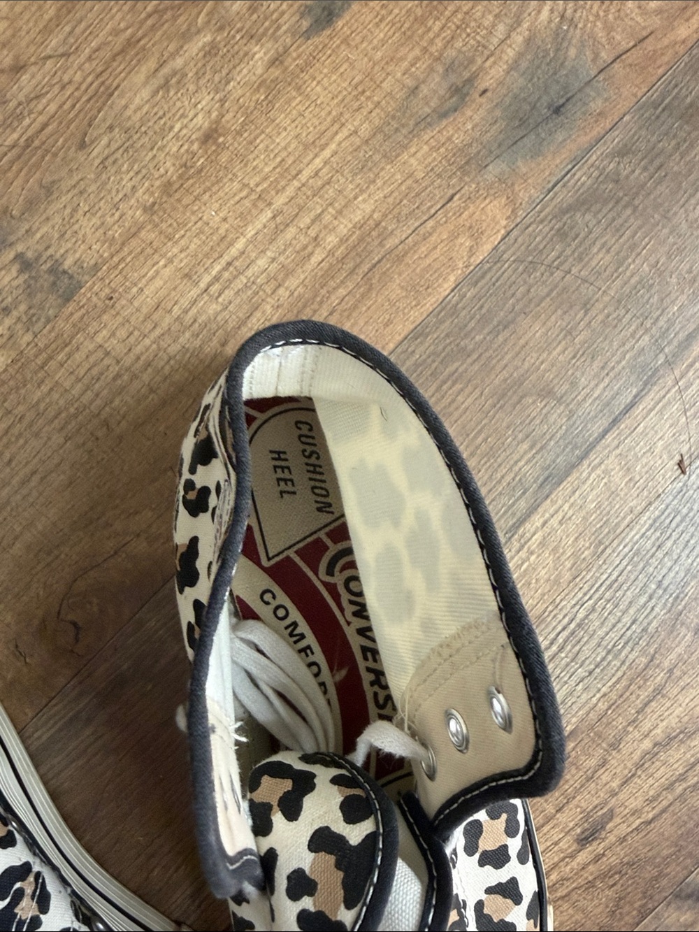 Converse Leopard Print High-Top Sneakers - Black, Tan, Cream - Picture 4 of 7